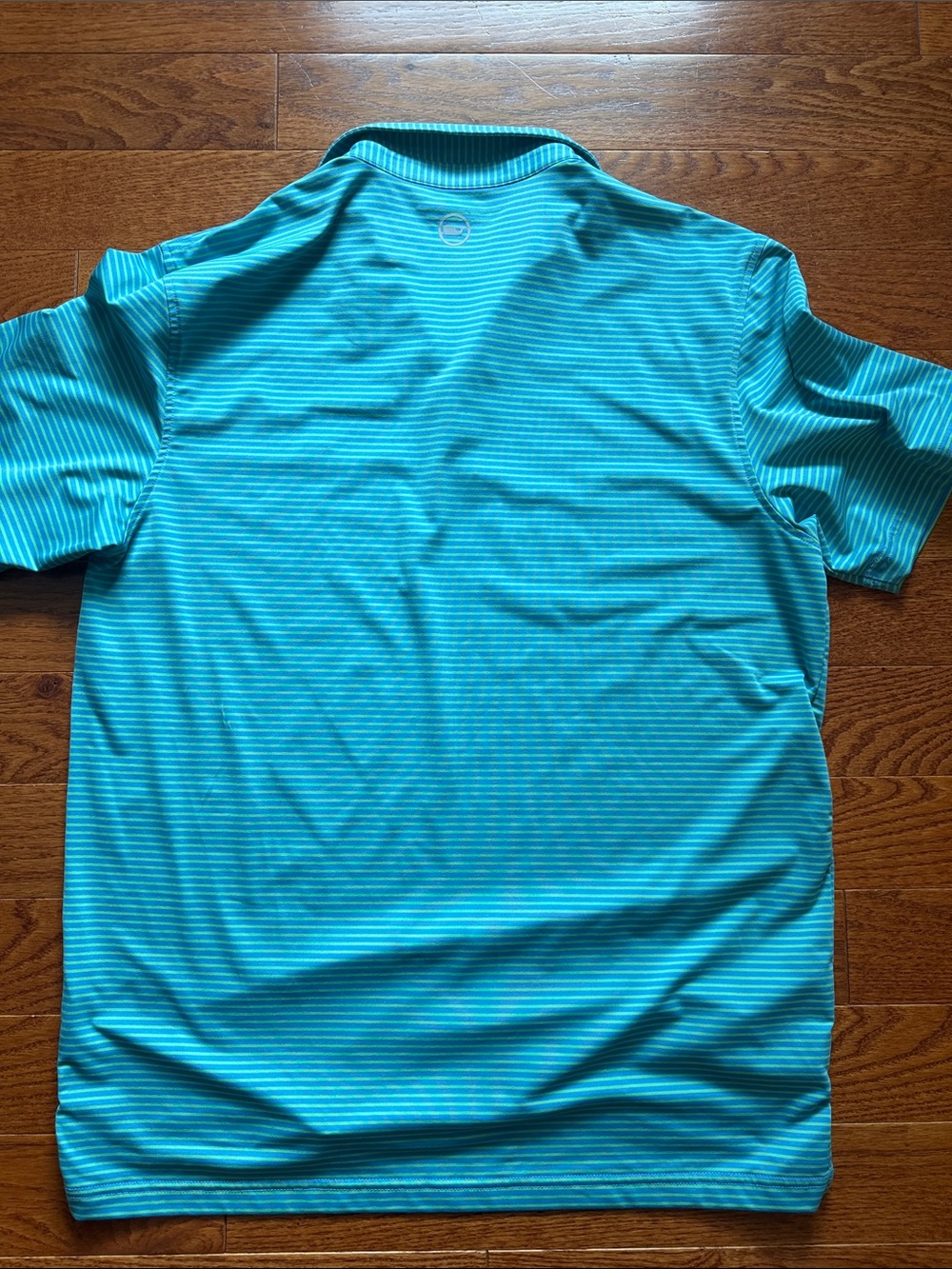 Vineyard Vines Men's Aqua Striped Polo Shirt - Performance Short Sleeve - Picture 4 of 5